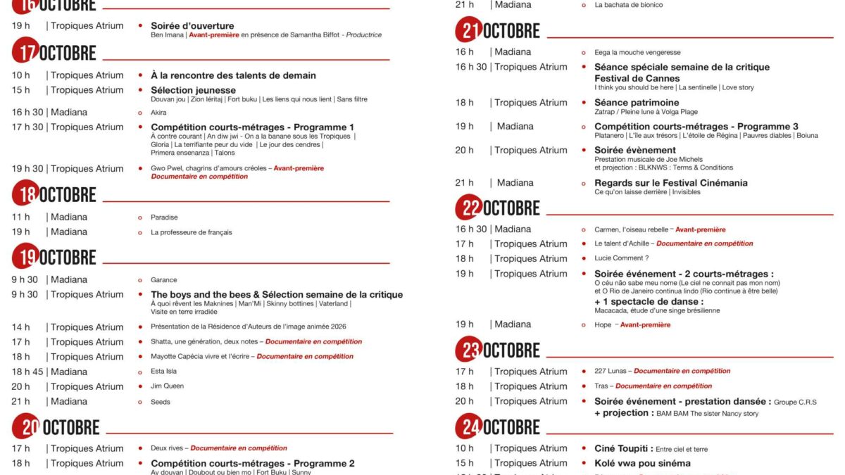 Brochure Cinémartinique festival 2026
